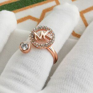 Michael Kors - Monogram Logo Crystal Rose Gold open ring size 6 #6